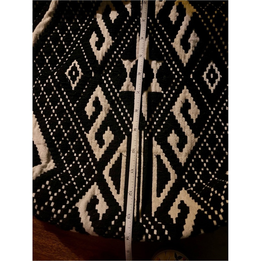 Festival LOFT Woven Tote Black Cream Geometric Boho Shoulder Bag Large Everyday - Picture 4 of 10
